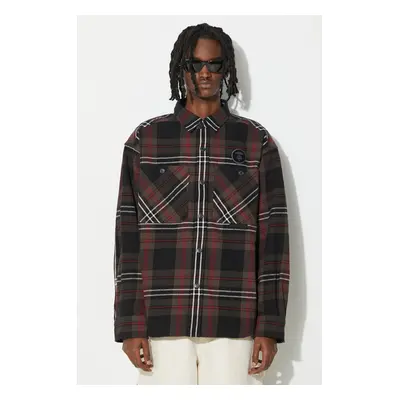 Bavlněná košile AAPE Long Sleeve Shirt Flannel hnědá barva, relaxed, s klasickým límcem, AST8466