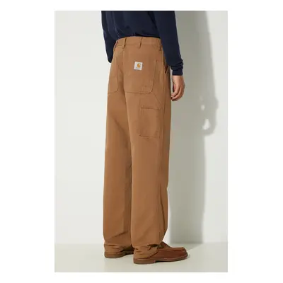 Bavlněné kalhoty Carhartt WIP Single Knee Pant hnědá barva, jednoduché, I031497.HZ02