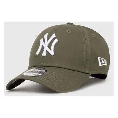 Bavlněná baseballová čepice New Era 9Forty New York Yankees zelená barva, s aplikací, 60435138