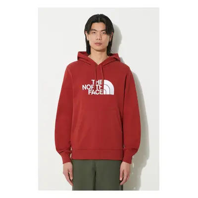 Bavlněná mikina The North Face M Light Drew Peak Pullover Hoodie pánská, vínová barva, s kapucí,