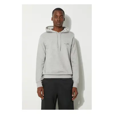 Bavlněná mikina A.P.C. Hoodie Item COEAS-H27672 BLACK pánská, šedá barva, s kapucí, hladká