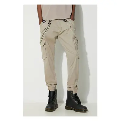 Kalhoty Alpha Industries Utility Pant pánské, béžová barva, přiléhavé, 128202