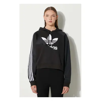 Mikina adidas Originals Adicolor dámská, černá barva, s potiskem, HC7050-BLACK