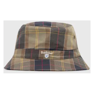 Bavlněná čepice Barbour Tartan Bucket Hat zelená barva, MHA0618