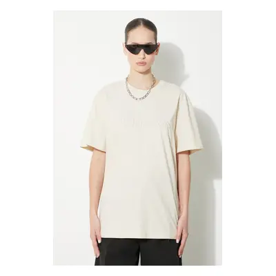 Bavlněné tričko JW Anderson Logo Embroidery T-Shirt béžová barva, JT0218.PG0980.132