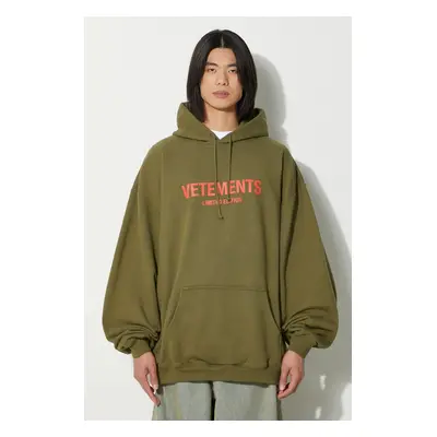 Mikina VETEMENTS Limited Edition Logo Hoodie zelená barva, s kapucí, s potiskem, UE64HD600Z