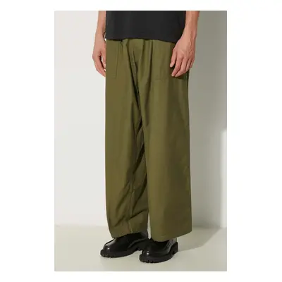 Bavlněné kalhoty NEIGHBORHOOD Wide Baker Pants zelená barva, jednoduché, 241AQNH.PTM01