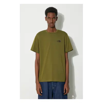 Tričko The North Face M S/S Simple Dome Tee zelená barva, s potiskem, NF0A87NGPIB1