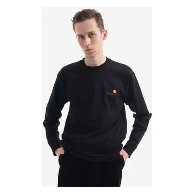 Bavlněné tričko s dlouhým rukávem Carhartt WIP Longsleeve American Script T-Shirt černá barva, I