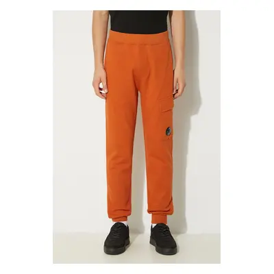 Bavlněné tepláky C.P. Company Diagonal Raised Fleece Cargo Sweatpants oranžová barva, 17CMSP017A