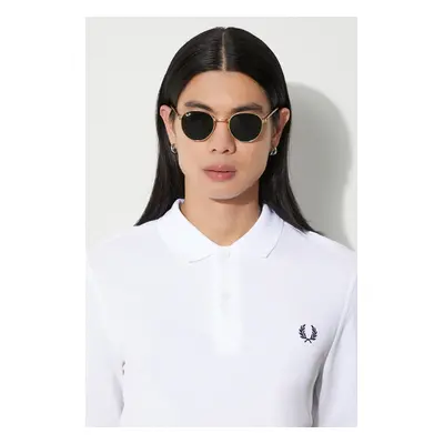 Bavlněné tričko s dlouhým rukávem Fred Perry bílá barva, s aplikací, M6006.100