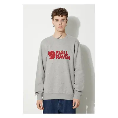 Bavlněná mikina Fjallraven Logo Sweater pánská, šedá barva, s aplikací, F84142