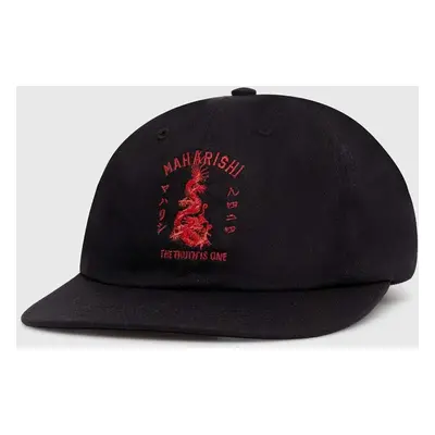 Bavlněná baseballová čepice Maharishi Dragon Anniversary Cap černá barva, s aplikací, 1276.BLACK