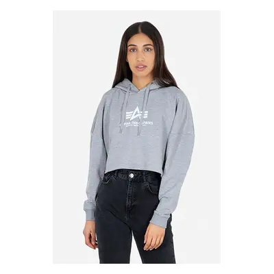 Mikina Alpha Industries Sweats & Hoodys dámská, šedá barva, s kapucí, s potiskem, 116057.230-gre