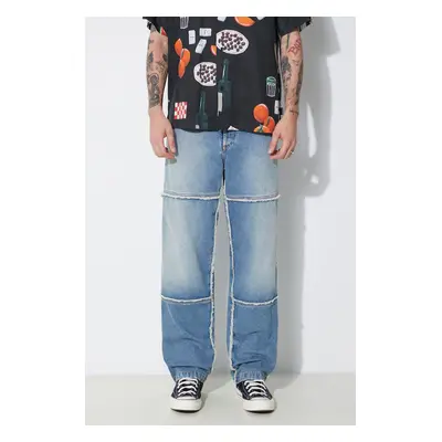 Džíny Marcelo Burlon Medium Stone Dnm Straight pánské, CMYA030S24DEN0013400