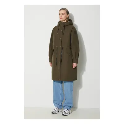 Bunda Woolrich Check Lined Long Parka dámská, zelená barva, zimní, CFWWOU0854FRUT3490