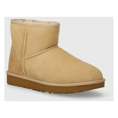 Semišové sněhule UGG Classic Mini II béžová barva, 1016222