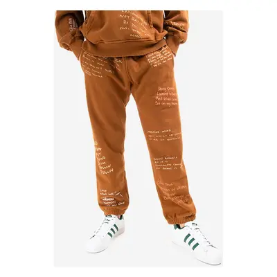 Tepláky PLEASURES Remote Sweat Pant hnědá barva, vzorované, P21W026