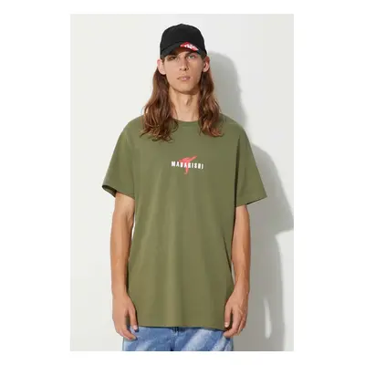 Bavlněné tričko Maharishi Invisible Warrior T-Shirt zelená barva, s potiskem, 1070