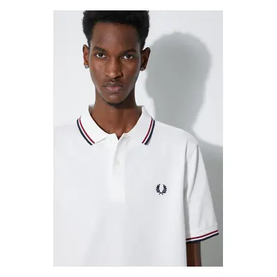 Bavlněné polo tričko Fred Perry Twin Tipped Shirt bílá barva, s aplikací, M3600.T60