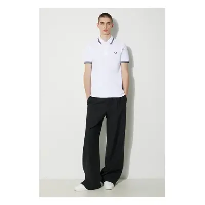 Bavlněné polo tričko Fred Perry Twin Tipped Shirt bílá barva, s aplikací, M3600.200