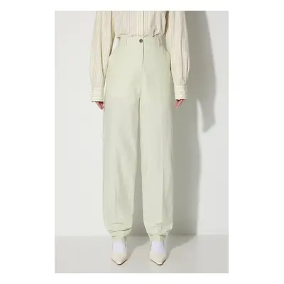 Kalhoty s příměsí lnu Wood Wood Courtney Mini Stripe Trousers 12211600-5291 PASTEL GREEN zelená 