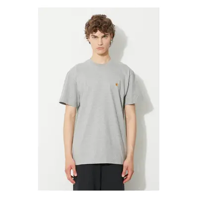 Bavlněné tričko Carhartt WIP S/S Chase T-shirt šedá barva, I026391.Grey.H-Grey.Heat