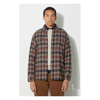 Košile Filson Vintage Flannel Work Shirt tmavomodrá barva, regular, s klasickým límcem, FMCAM001