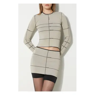 Sukně VETEMENTS Mannequin Knit béžová barva, mini, pouzdrová, WE64KN350O