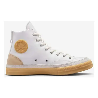 Kožené kecky Converse Chuck 70 Premium Craft pánské, bílá barva, A03085C-WHITE