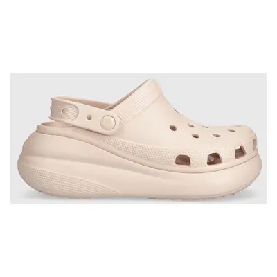 Pantofle Crocs Classic Crush Clog dámské, růžová barva, na klínku, 206121