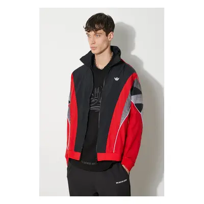 Mikina adidas Originals Premium Track TOP pánská, černá barva, vzorovaná, IX7344