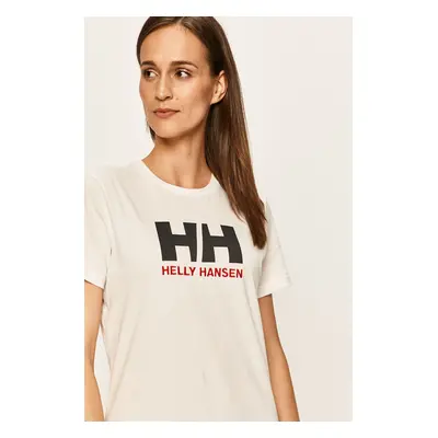 Bavlněné tričko Helly Hansen bílá barva, 34112-001