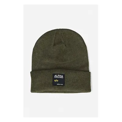 Čepice Alpha Industries Label Beanie zelená barva, 118934.369-green