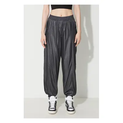 Kalhoty adidas Woven Jogger HR3425 dámské, černá barva, high waist