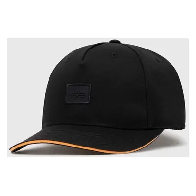 Bavlněná baseballová čepice Alpha Industries Essentials RL černá barva, s aplikací, 146900