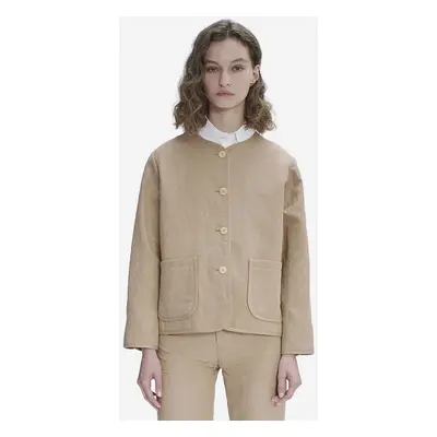 Plátěná bunda A.P.C. Blouson Katia béžová barva, oversize, hladká, LIAEO-F02803 BEIGE