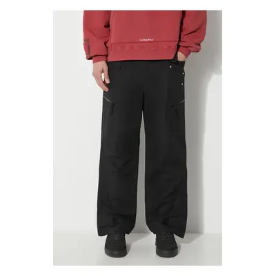 Bavlněné kalhoty A-COLD-WALL* Static Zip Pant černá barva, ve střihu cargo, ACWMB278C