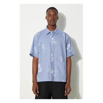 Košile s příměsí lnu Carhartt WIP Stamp Shirt relaxed, s klasickým límcem, I033689.2M8XX