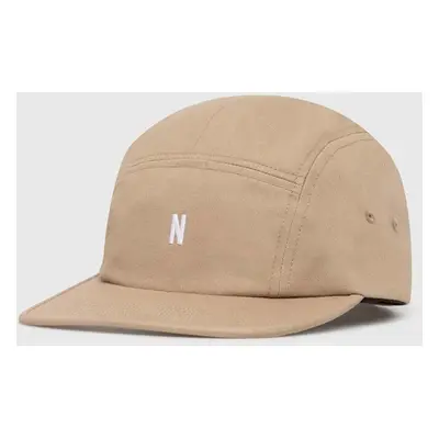 Bavlněná baseballová čepice Norse Projects Twill 5 Panel Cap béžová barva, N80.0126.0966