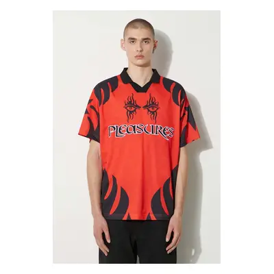 Polo tričko PLEASURES Afterlife Soccer Jersey červená barva, P24SU013-RED