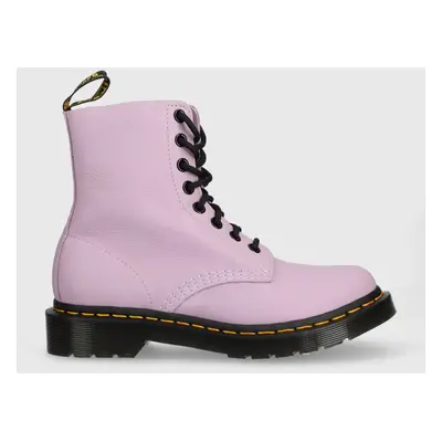 Kožené workery Dr. Martens 1460 Pascal dámské, fialová barva, na plochém podpatku, DM30689308, D