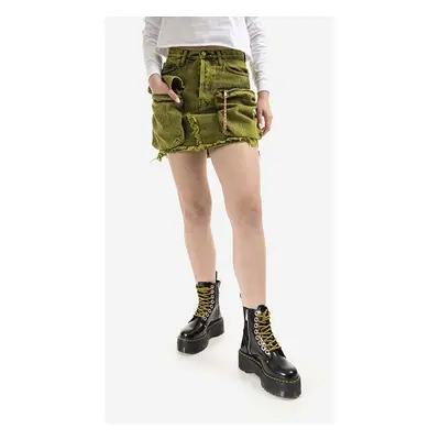 Džínová sukně Aries Acid Washed Cargo Skirt AR32304 LIME zelená barva, mini