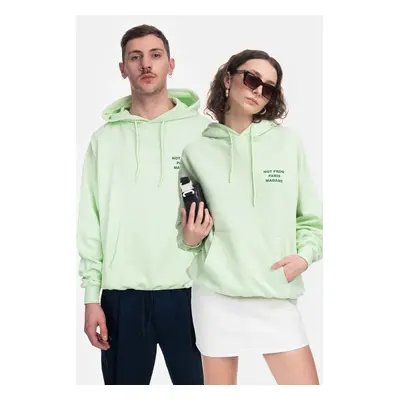 Bavlněná mikina Drôle de Monsieur Le Hoodie Classique HO101 LIGHT GREEN zelená barva, s kapucí, 