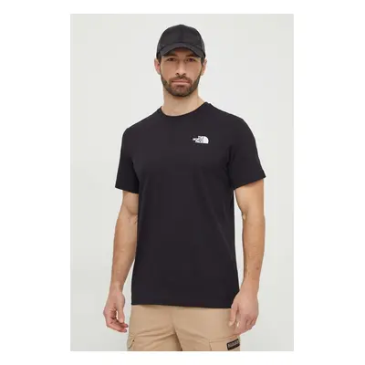 Bavlněné tričko The North Face M S/S Redbox Tee černá barva, s potiskem, NF0A87NPYGO1