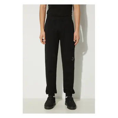 Bavlněné tepláky C.P. Company Diagonal Raised Fleece Cargo Sweatpants černá barva, 17CMSP017A005