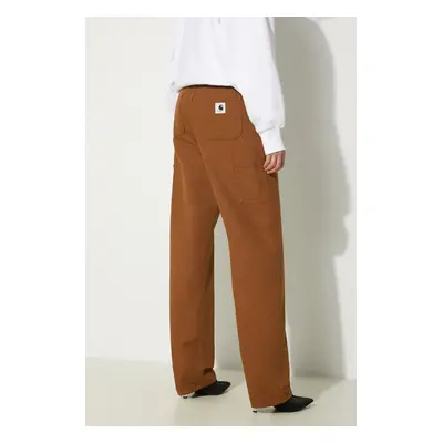 Bavlněné kalhoty Carhartt WIP Pierce Pant Straight hnědá barva, jednoduché, medium waist, I03296