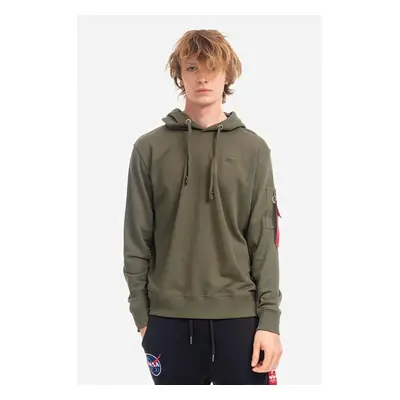 Mikina Alpha Industries X-Fit Hoody pánská, zelená barva, s kapucí, 158321.257