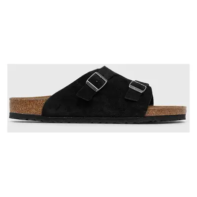 Semišové pantofle Birkenstock černá barva