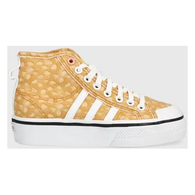 Kecky adidas Originals Disney Nizza GZ1657 dámské, hnědá barva, GZ1657-WHT/LGBR